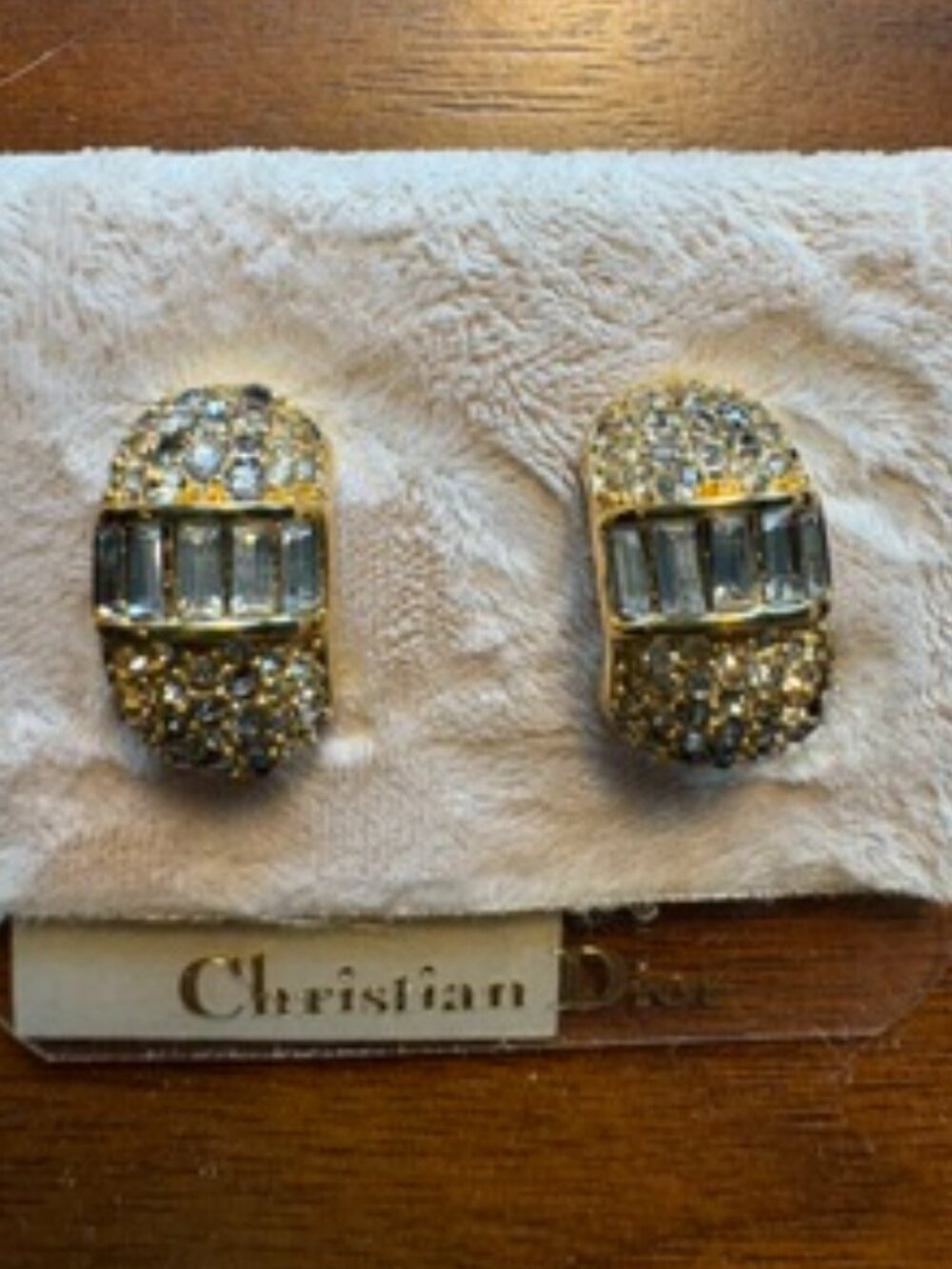 Authentic Vintage Christian Dior Gold Clip Earrings NWT